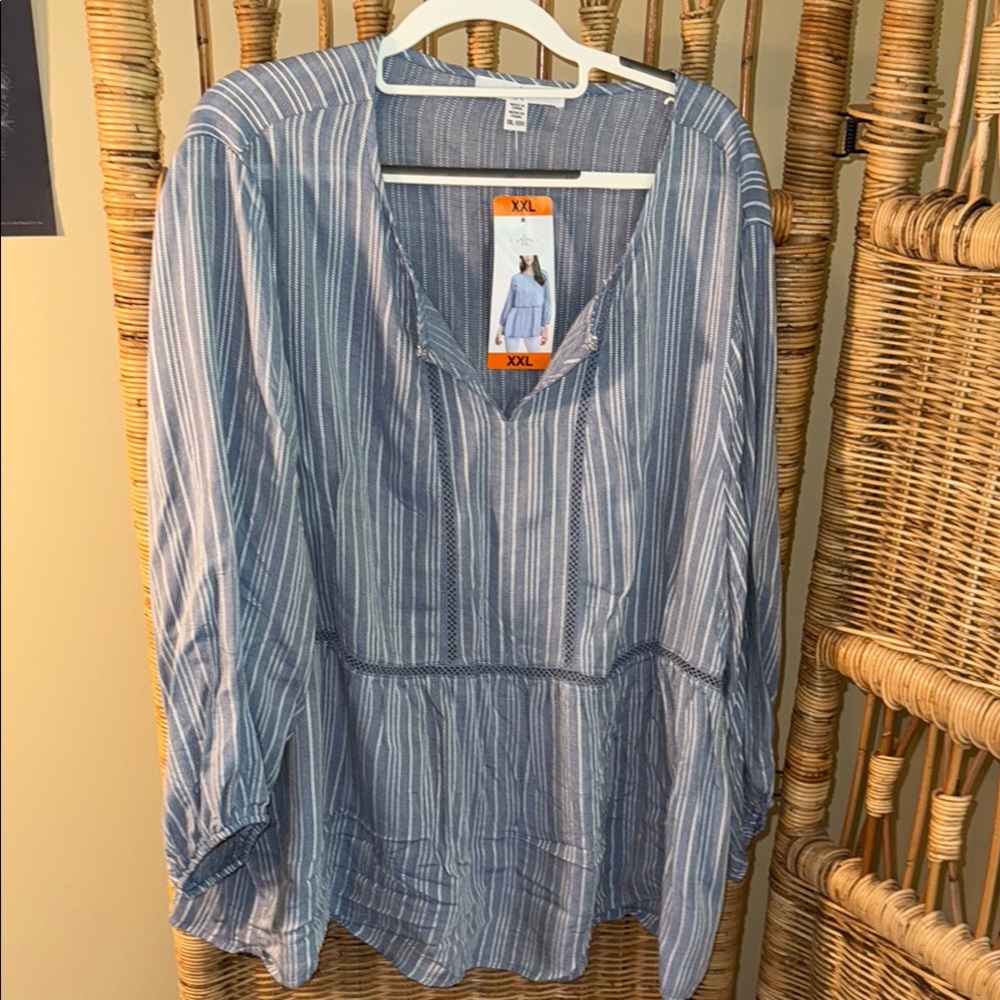 Fever Blue and White Striped Top